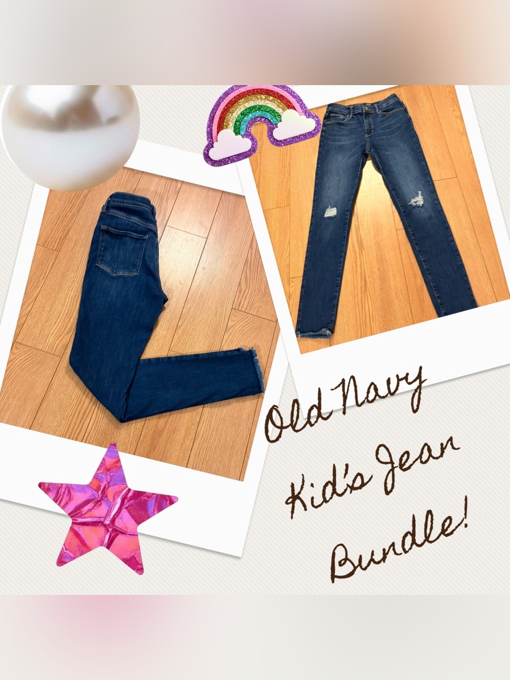 Old Navy Girl’s Distressed Rockstar Blue Jeans Size 16 Bundle - Lot of 2